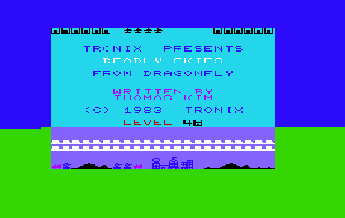 Deadly Skies title screen for Vic-20